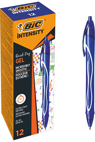 Bic Gelocity Hızlı Kuruyan Basmalı Jel Kalem 0.7 mm 12'li Kutu Mavi