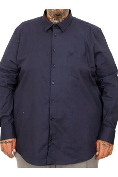 cusseli Large Size Men's Classic Pocket Shirt Lycra 20350 Navy Blue