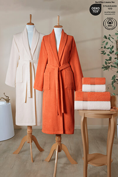 Ellaline Set de halate de baie cu dungi 6 piese 100% bumbac certificat pentru...