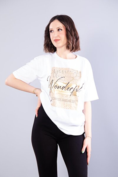 Mckanzie 2004 Tricou minunat cu imprimeu aurit
