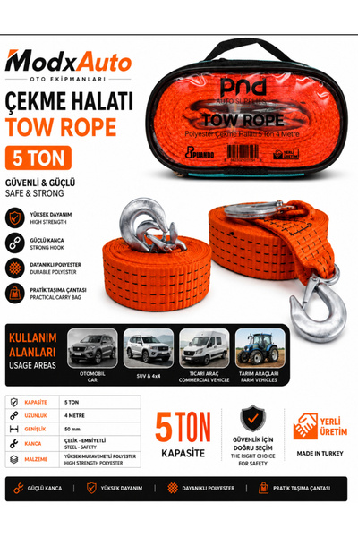 MODxAUTO 5 Ton Kemerli Çeki Halatı (4 metre) Premium Sağlam
