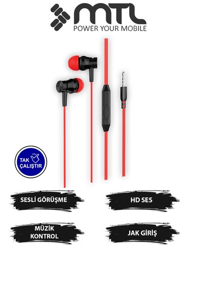 MTL 3.5 MM Jack Girişli Stereo Kulak İçi Silikonlu Kablolu Kulaklık Güçlü Ses...