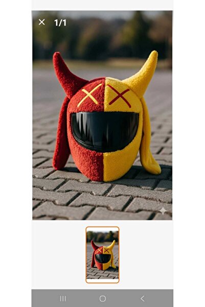 Beta Peluş Kask Kılıfı Şeytan Çift Renkli Motosiklet Kask Aksesuarı