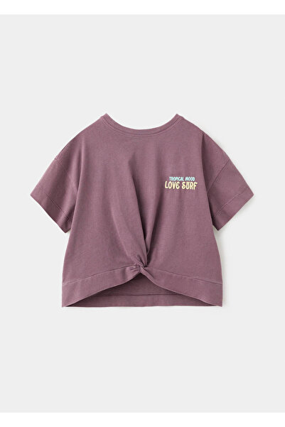 MANGO Kids Düğümlü detaylı baskılı tişört