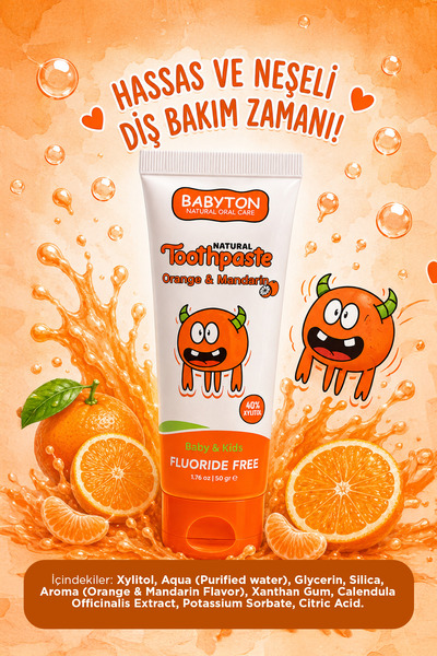BABYTON Doğal Portakal & Mandalina Diş Macunu Florürsüz 50 gr