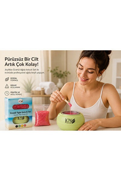 JOYWAX Joy Wax Granül Boncuk Ağda Isıtıcı Set Naturel Kalıp Ağda Naturel 80ml
