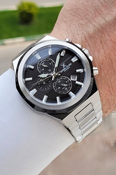 Daniel Klein Black Dial, Gray Color Strap, 44 mm Adjustable Strap, Functional...