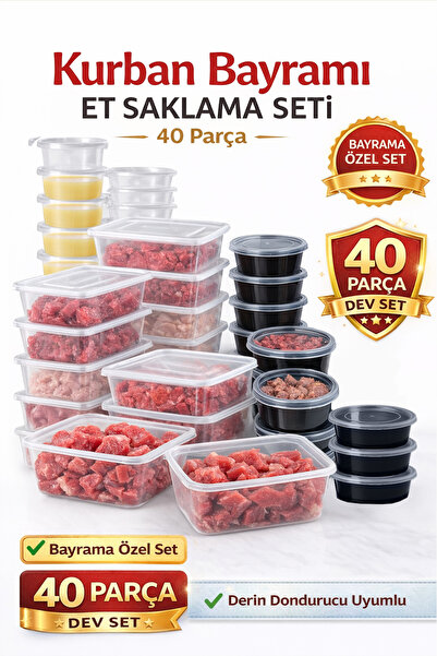 UCCO Eid Al-Adha 40-Piece Meat Storage Container Set Minced Meat Meatballs Ro...