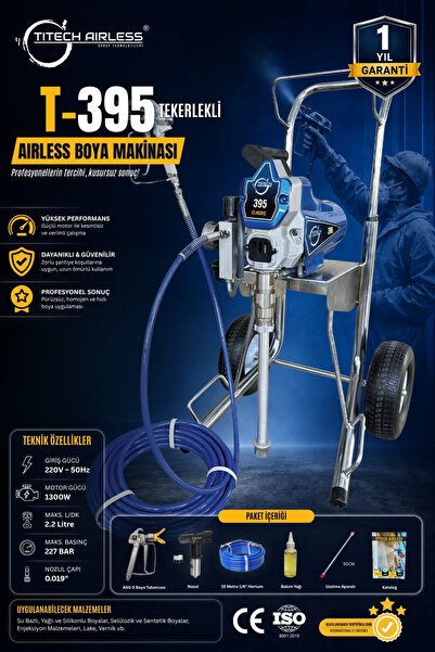 Titech Airless T-395 Tekerlekli Elektrikli Airless Boya Makinası