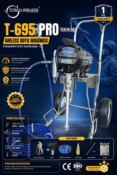 Titech Airless T-695 Elektrikli Airless Boya Makinası Tekerlekli - Dijital