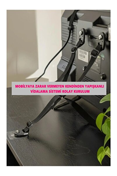 usin Y Tipi Mobilyaya Kendinden Yapışkanlı LCD TV Askısı Sabitleme Çoçuk Depr...