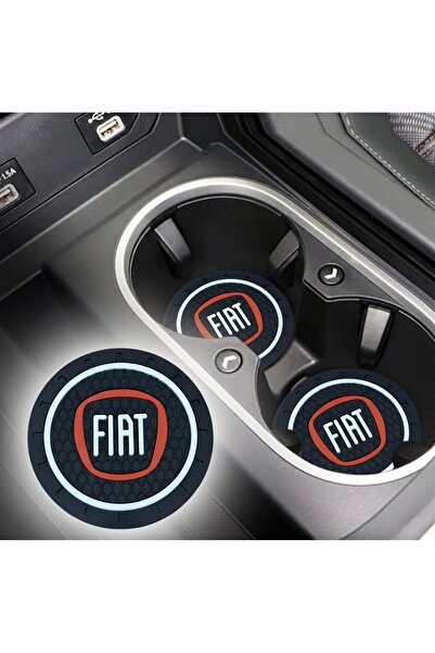 Fiat 72mm Silicone Cup Holder Set of 2 with Fiat Logo - In-Car Coaster Accessory