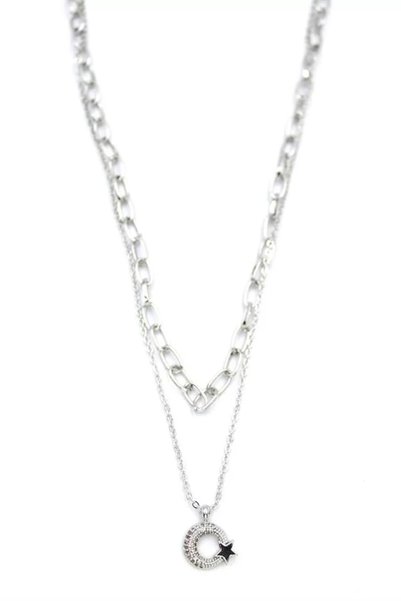 OEM Multiple Moon Star Necklace - Silver