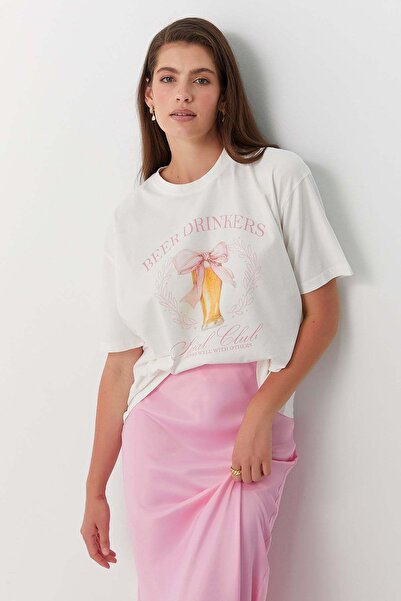 MARKALİSTE Pijci piva T-shirt Ecru