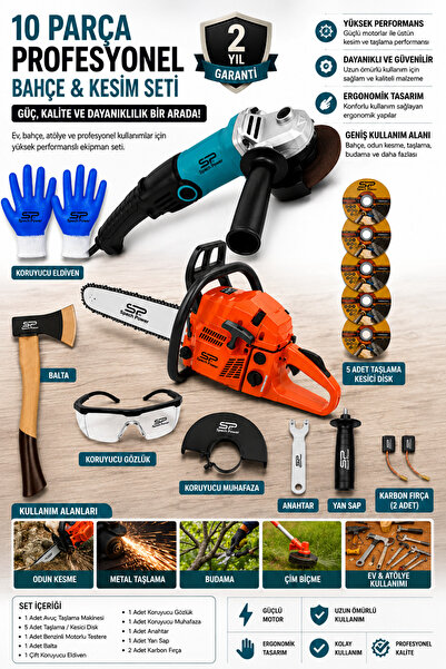 Spech Power Benzinli Ağaç Motoru Zincirli Dal Budama 2,1 HP & Spiral Avuç Içi...