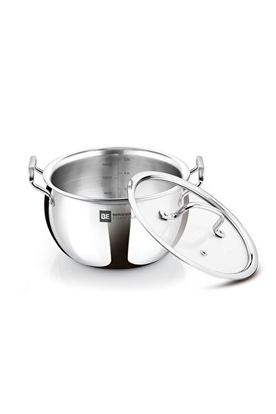 Bergner Essentials 24cm 6.5L Tri-Ply Stainless Steel Large Rice Pot with Glas...