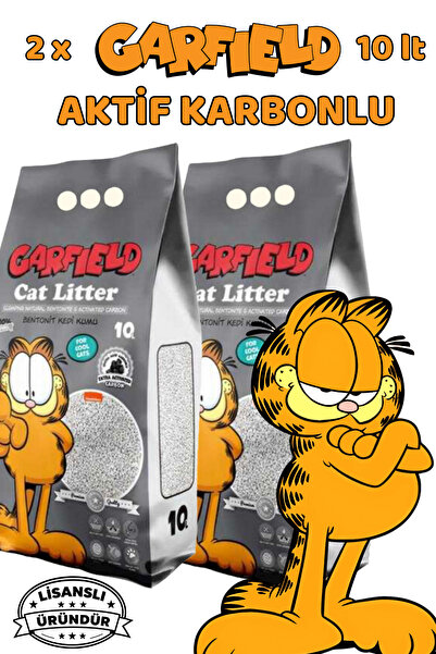 GARFIELD 2’li Kedi Kumu 10 LT Aktif Karbonlu Bentonit Topaklanan Kum