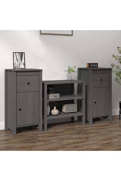 Concept Servante, 2 buc., gri, 40x35x80 cm, lemn masiv de pin