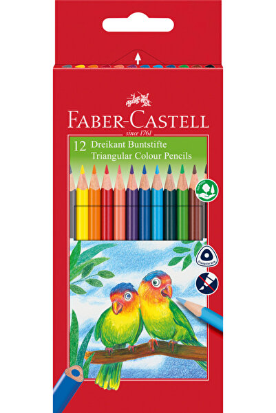 Faber Castell Set de 12 creioane colorate Faber-Castell, triunghiulare, cu as...