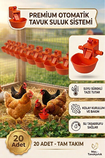MUTLU TAVUKÇULUK Otomatik Tavuk Suluğu 20 Adet Güvercin Bıldırcın Şamandıralı...