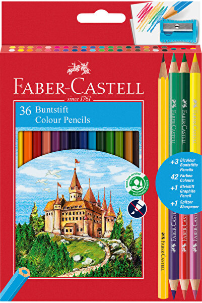 Faber Castell Creioane colorate 36 de culori Faber-Castell + ascuțitor, 3 cre...