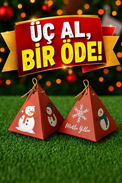 Emtory Home Kırmızı Kardan Adam Konsept 10'lu Piramit Kutu - Hediye Kutusu - ...