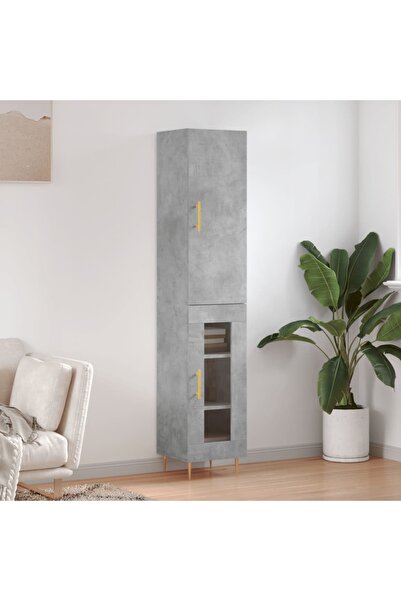 Concept Dulap înalt, gri beton, 34,5x34x180 cm, lemn prelucrat