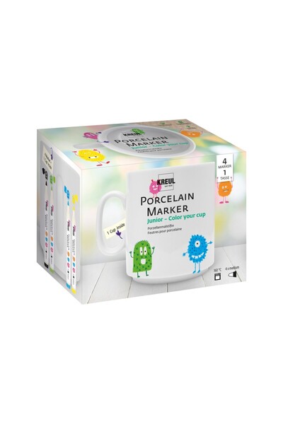 Kreul Set decorativ din porțelan Junior Kreul, 4 markere + cană