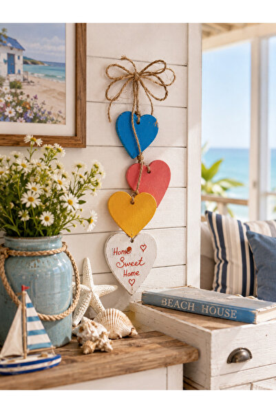 ELSA Ahşap Kalpli Duvar Süsü – Home Sweet Home Dekoratif Duvar Dekoru