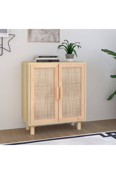 Concept Servantă, maro, 60x30x70 cm, lemn masiv pin și ratan