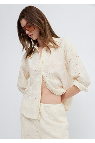 Mavi Ekru Gömlek Loose Fit / Bol Rahat Kesim 1211464-70060