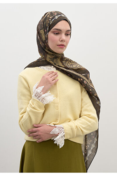 Freshscarfs Koyu Haki Wıld And Pure Desen Şal