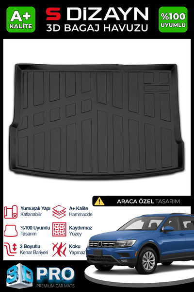S Dizayn S-Dizayn VW Tiguan 3D Pro Bagaj Havuzu 2016-2023 A+ Kalite 3BH-SDZ181