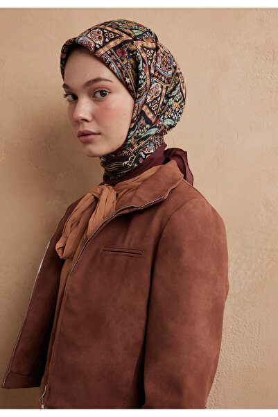 Freshscarfs Χάλκινο μεταξωτό κασκόλ από βαμβάκι με σχέδιο Nordic Paisley
