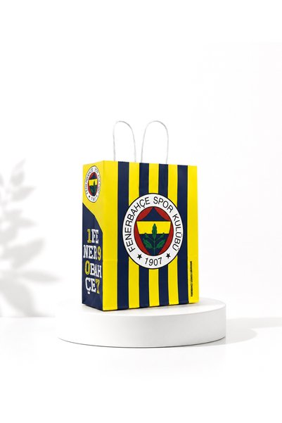 repro design Sarı Lacivert Renkli Burgu Saplı Kağıt Poşet 18x24x8 Cm – 1 Adet