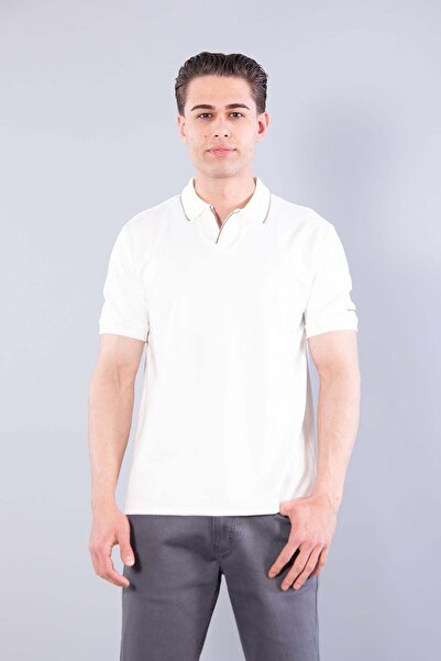 Mckanzie 4666 Tricou Modal cu decolteu în V și dungi la capătul gulerului