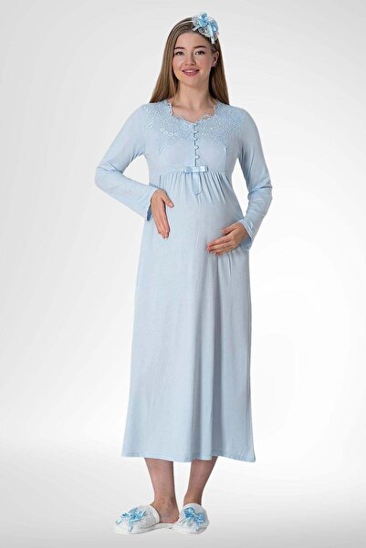 Mecit Pijama Νυχτικό εγκυμοσύνης Mecit 5415 Blue