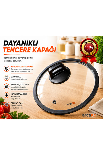 28 cm silikon kenarlı cam kapak ve kulp