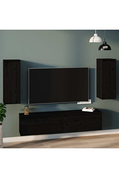Concept Dulapuri de perete 2 buc. negru 30x30x80 cm lemn masiv de pin