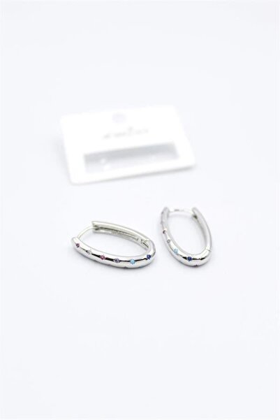Generic Brand Oval Jewelled Earrings - Silver