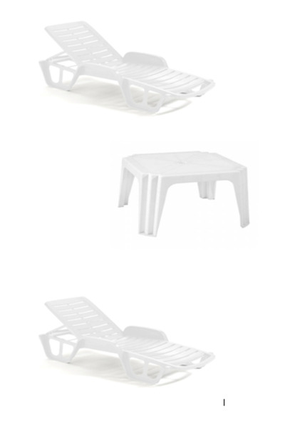 KlaussTech Set de 2 șezlonguri cu masă pătrată Klausstech, material plastic, ...