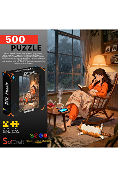 Soi Craft 500 Parça Puzzle Kedim, Çayım ve Ben #248