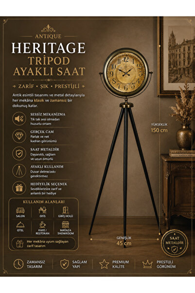 ZENTİME Antique Heritage Eskitme Tripod Ayaklı Saat