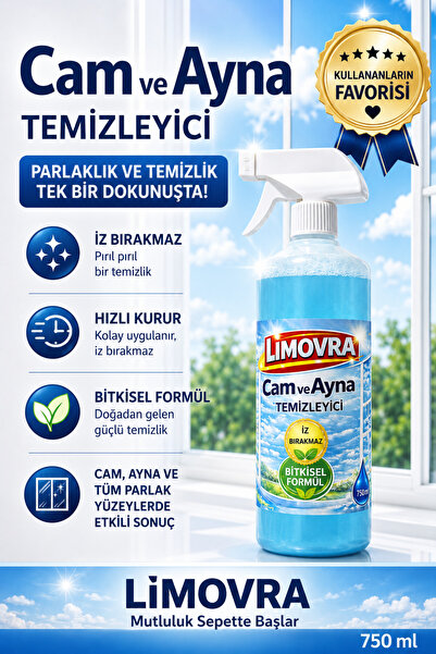 LİMOVRA Cam ve Parlak Yüzey Temizleyici- 750 ML