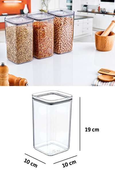 Eynel 3lü Set 1,5 LKare Vakumlu Kap Kuru Gıda Baklagil Saklama Üçlü Hava Alma...