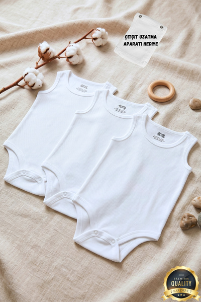 Huggy Mommy Premium 100% Organic Cotton Rib 3-Piece White Sleeveless Undershi...