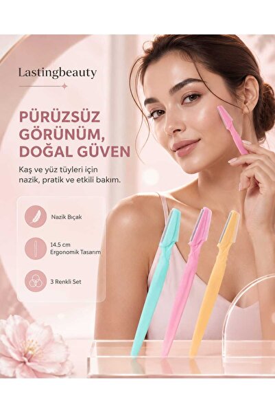 lasting beauty Kaş Usturası Tırtıklı3adetyüz Jileti Bıyık Alma Kaş Usturası K...