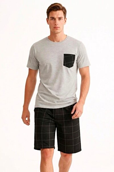 Sude HOMEWEAR بدلة بيجامة للرجال بأكمام قصيرة
