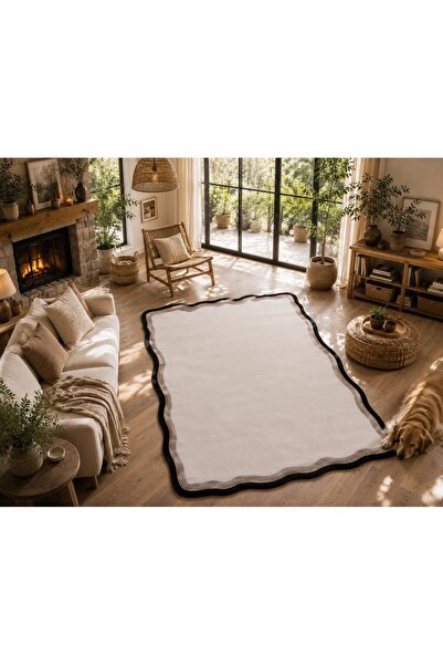 Neşem Halı Boutique EKO HALI Utopia UTP 11 Cream Gold Black Amorf Tasarımlı M...