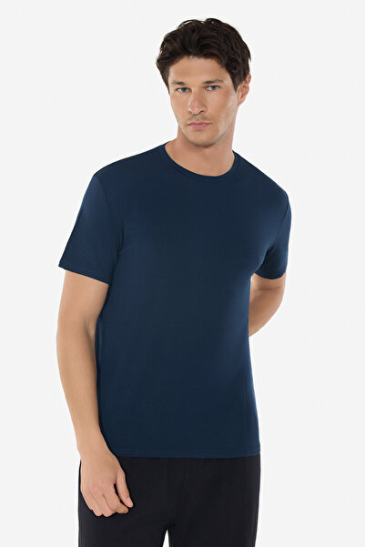 Malabadi Men's Navy Blue Crew Neck Micro Modal Extra Soft Comfortable Fit T-S...